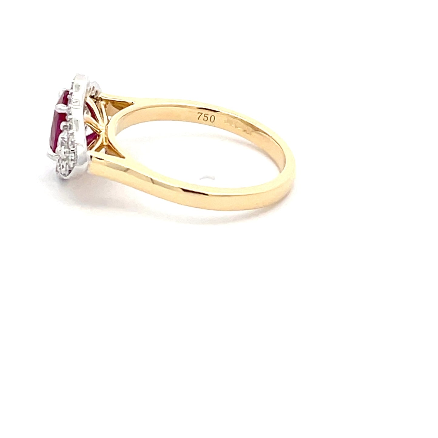 Ruby and diamond vintage halo cluster style ring  Gardiner Brothers