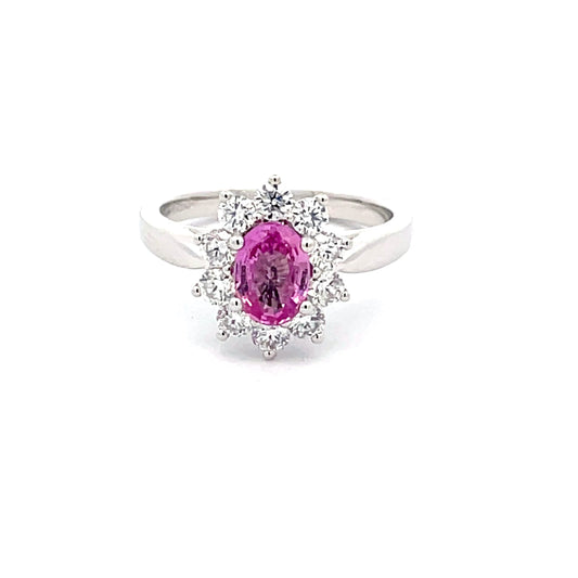 Pink Sapphire and Diamond Cluster Style Ring  Gardiner Brothers