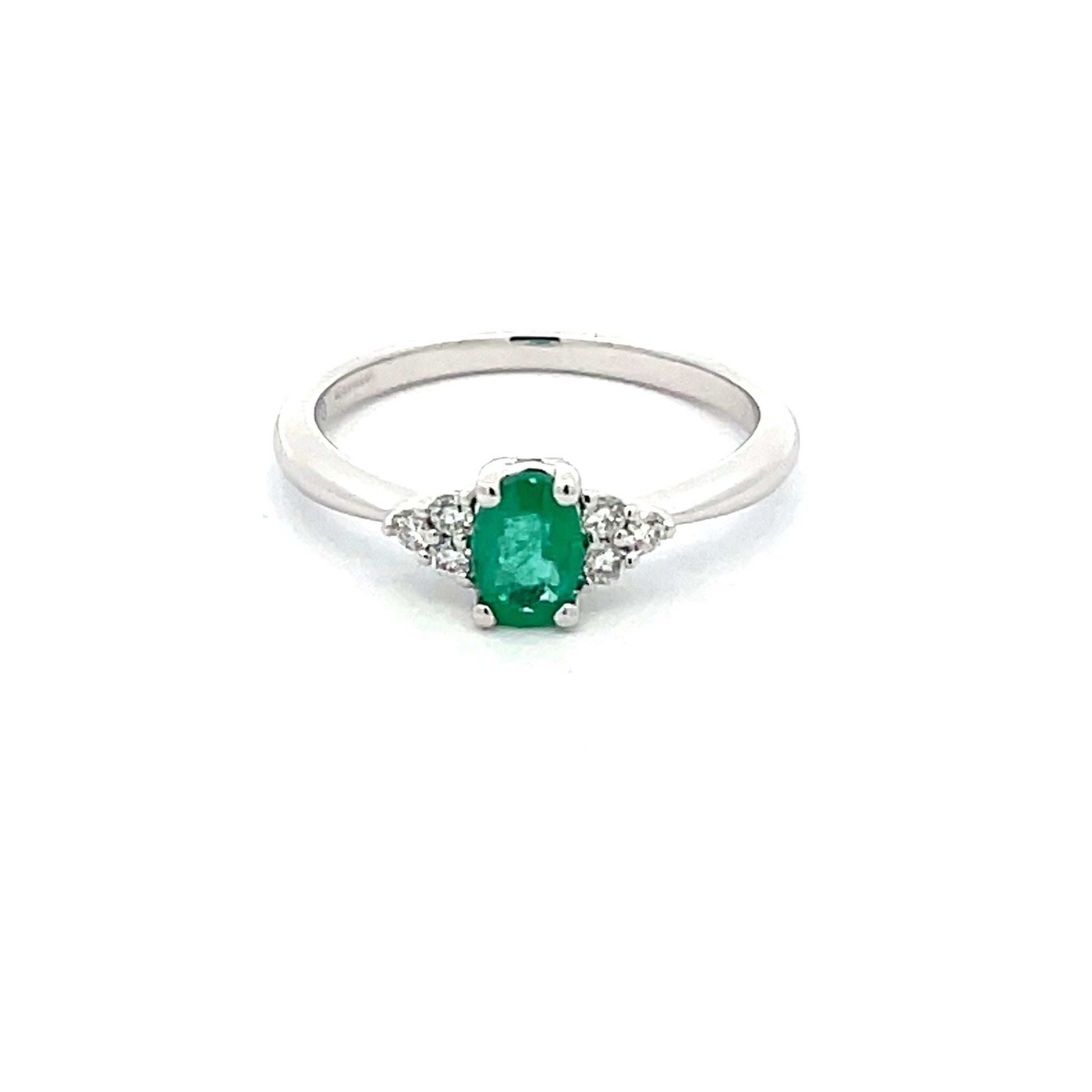 Emerald and Round brilliant Cut Diamond Ring  Gardiner Brothers