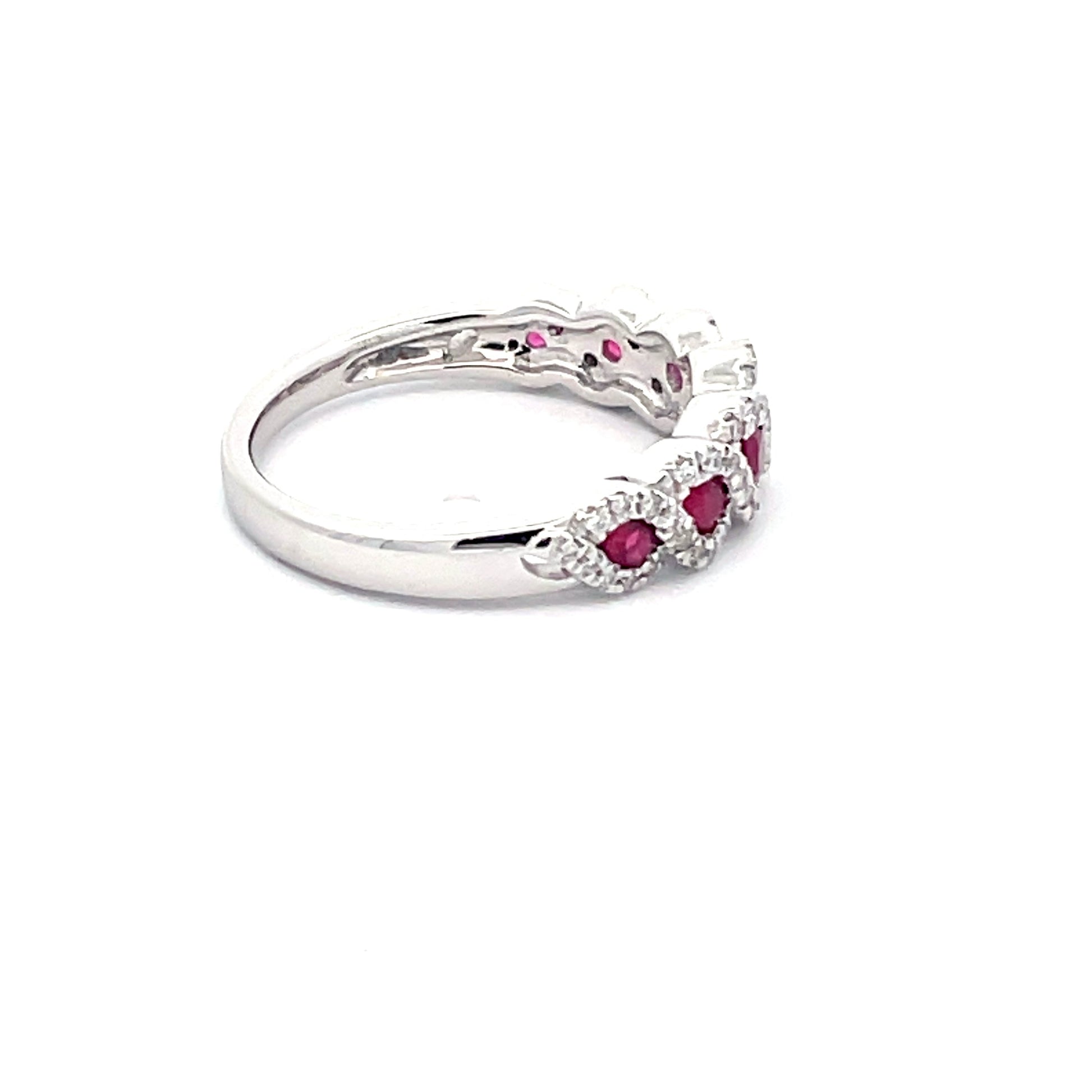 Ruby and Round Brilliant Cut Diamond Halo Style Dress Ring  Gardiner Brothers