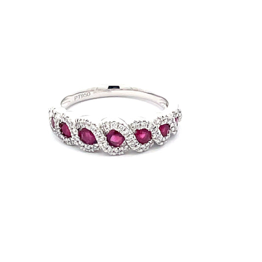 Ruby and Round Brilliant Cut Diamond Halo Style Dress Ring  Gardiner Brothers