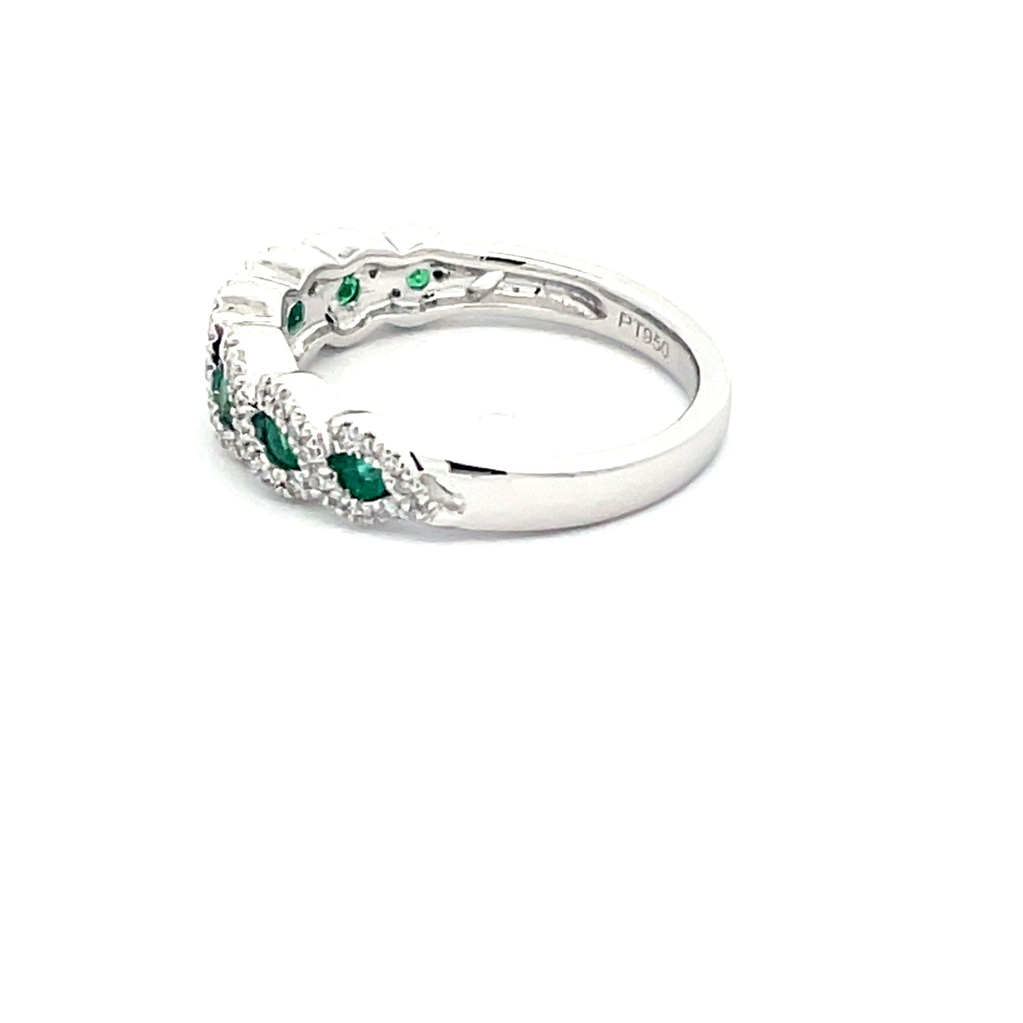 Emerald and Round Brilliant Cut Diamond Halo Style Dress Ring  Gardiner Brothers