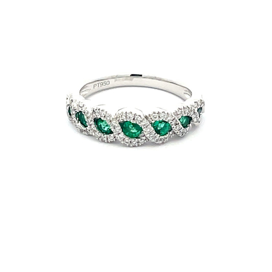 Emerald and Round Brilliant Cut Diamond Halo Style Dress Ring  Gardiner Brothers