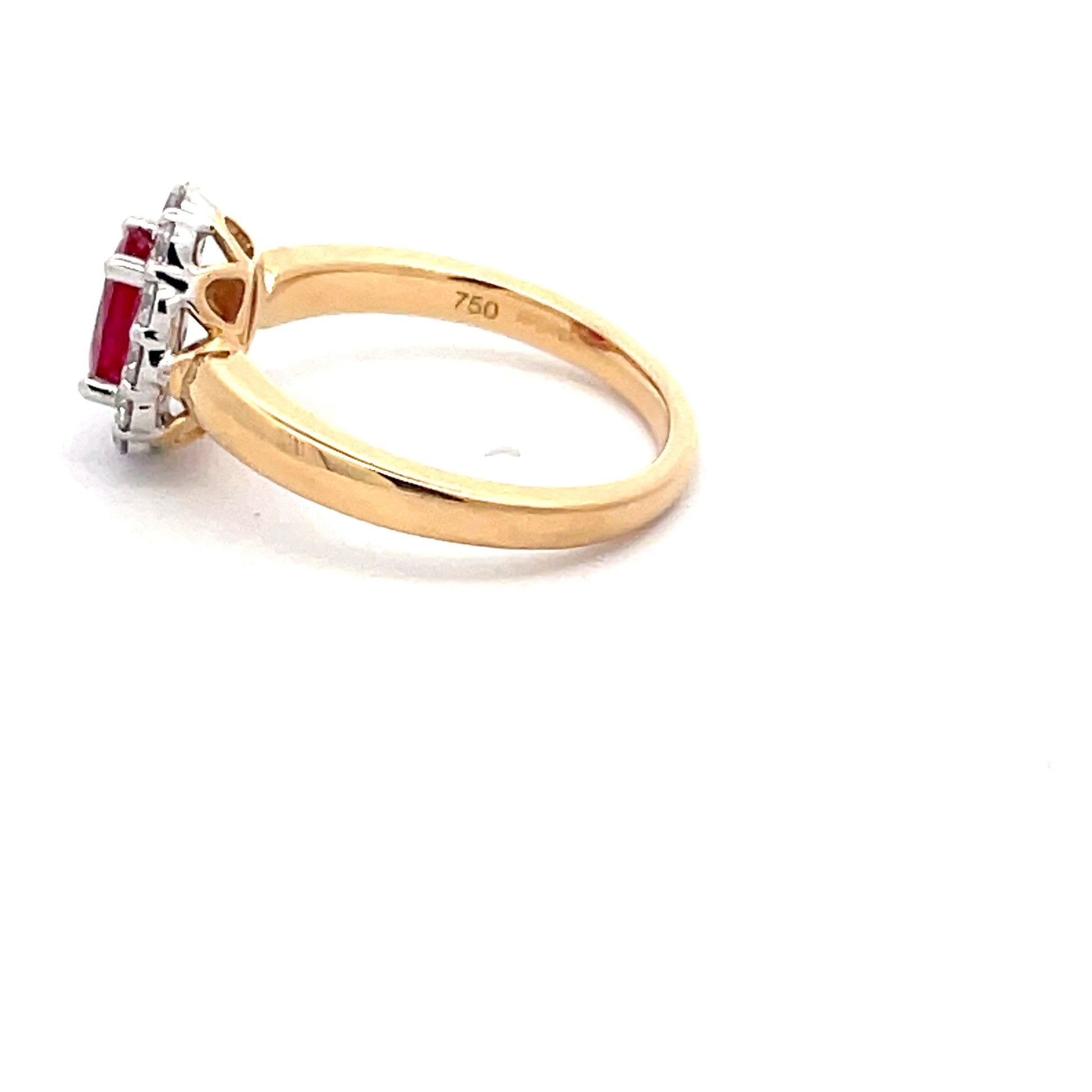 Ruby and Round Brilliant Cut Diamond Cluster Ring  Gardiner Brothers