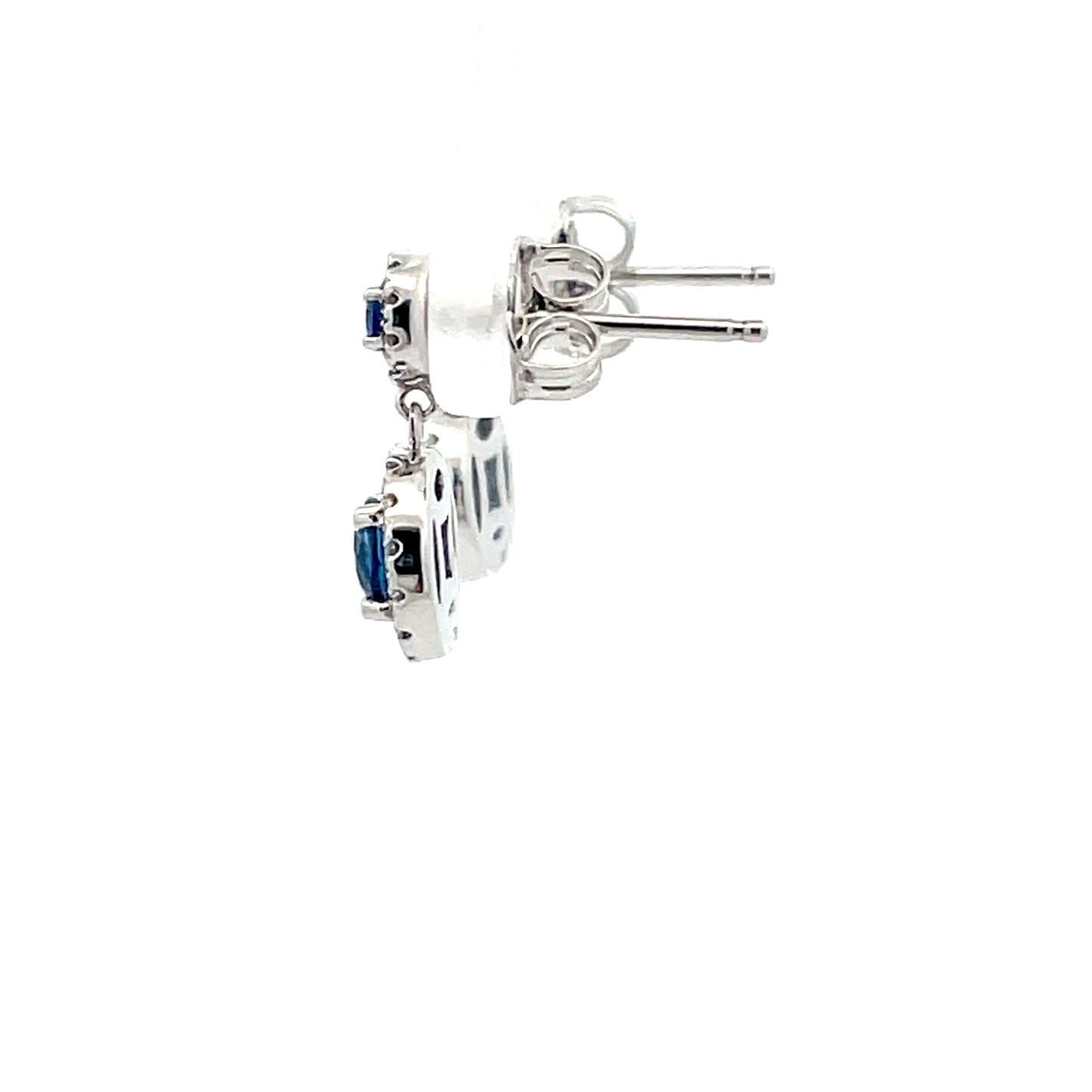 Sapphire and diamond drop halo style earrings  Gardiner Brothers