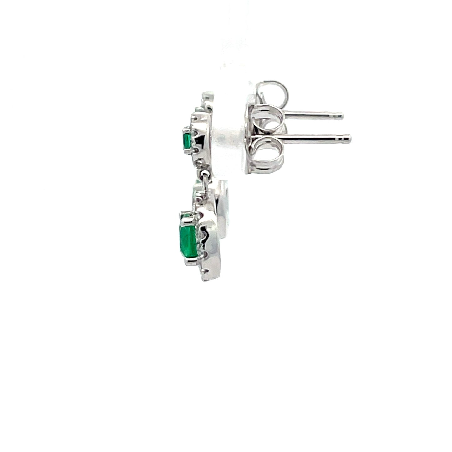 Emerald and diamond drop halo style earrings  Gardiner Brothers