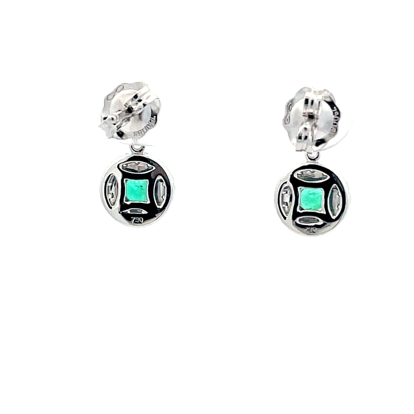 Emerald and diamond drop halo style earrings  Gardiner Brothers