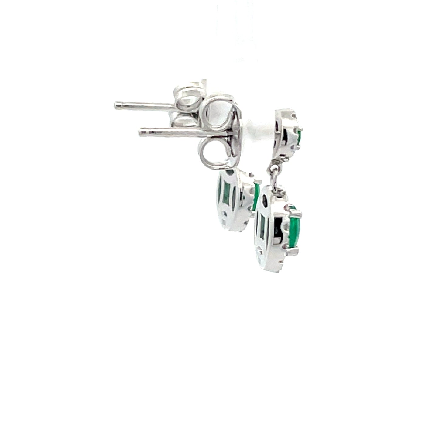 Emerald and diamond drop halo style earrings  Gardiner Brothers