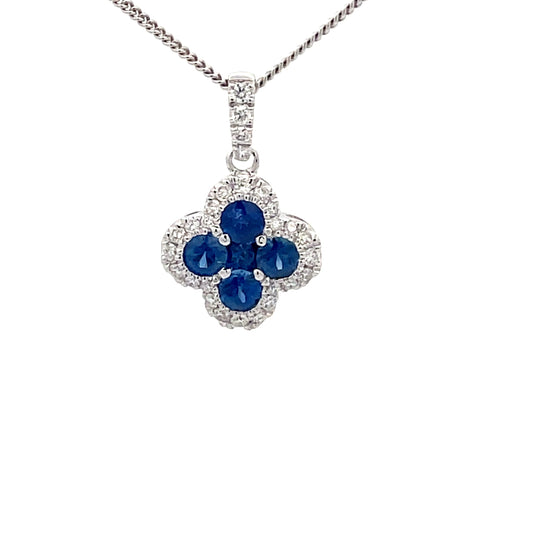 Sapphire and diamond Flower Shaped Pendant  Gardiner Brothers