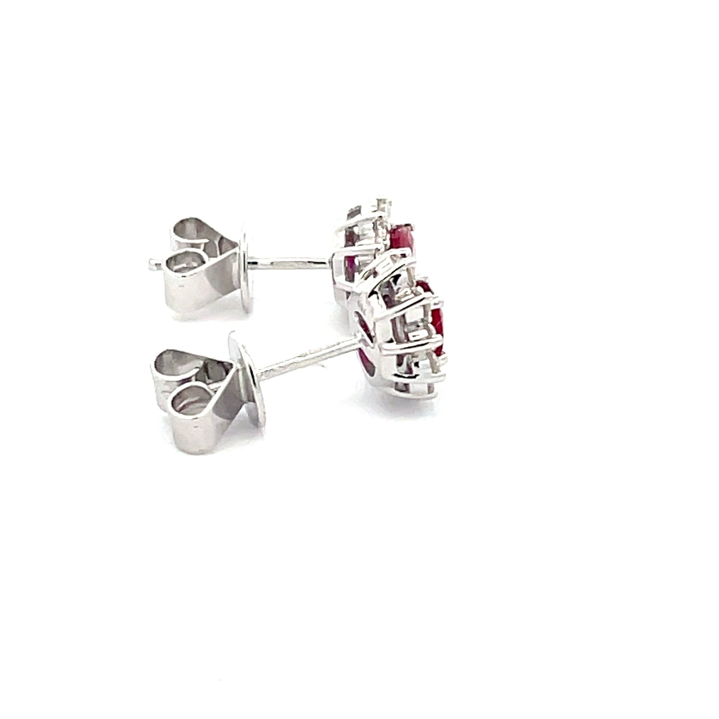 Ruby AND ROUND BRILLIANT CUT DIAMOND CLUSTER STYLE EARRINGS  Gardiner Brothers