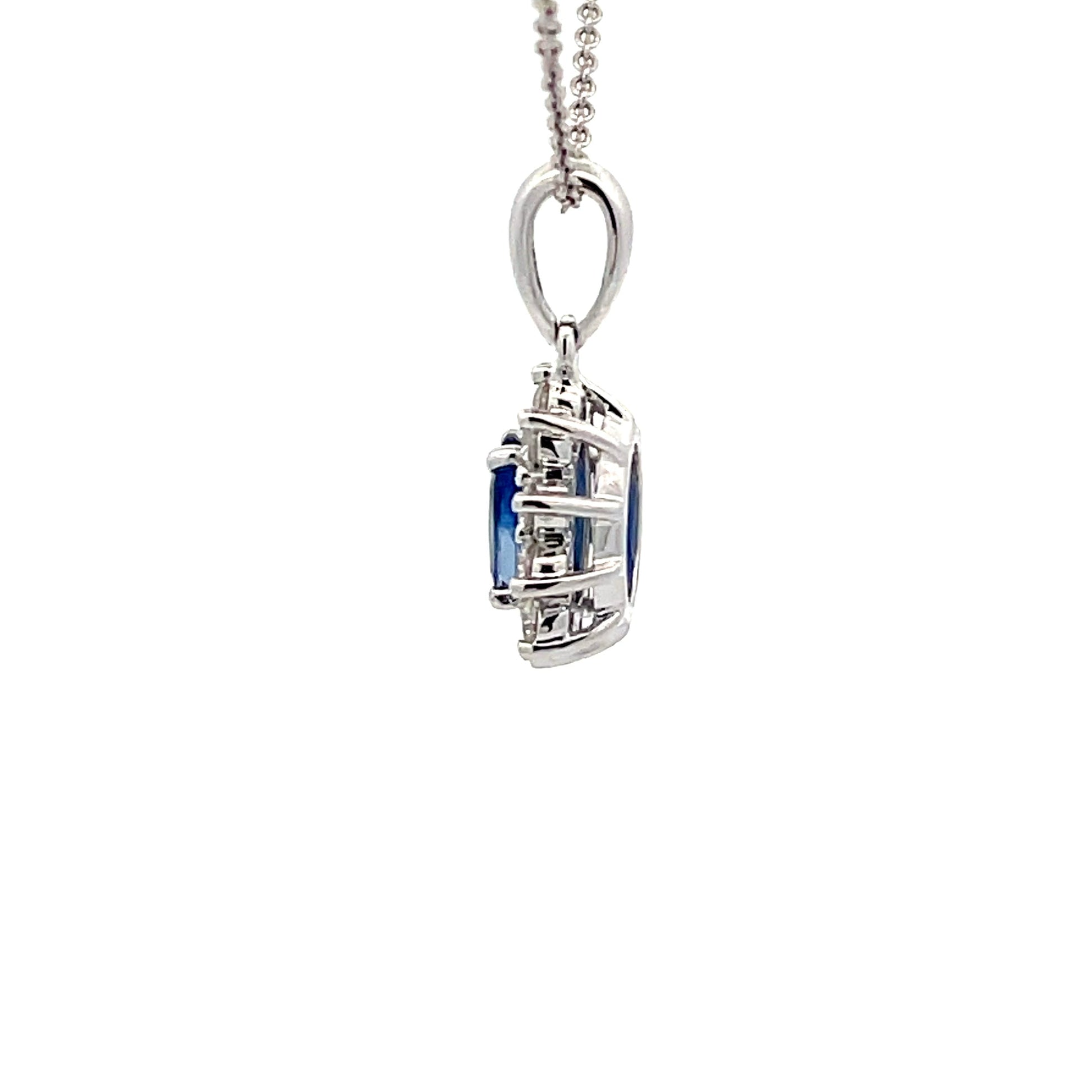 Sapphire and round brilliant cut diamond cluster style pendant  Gardiner Brothers