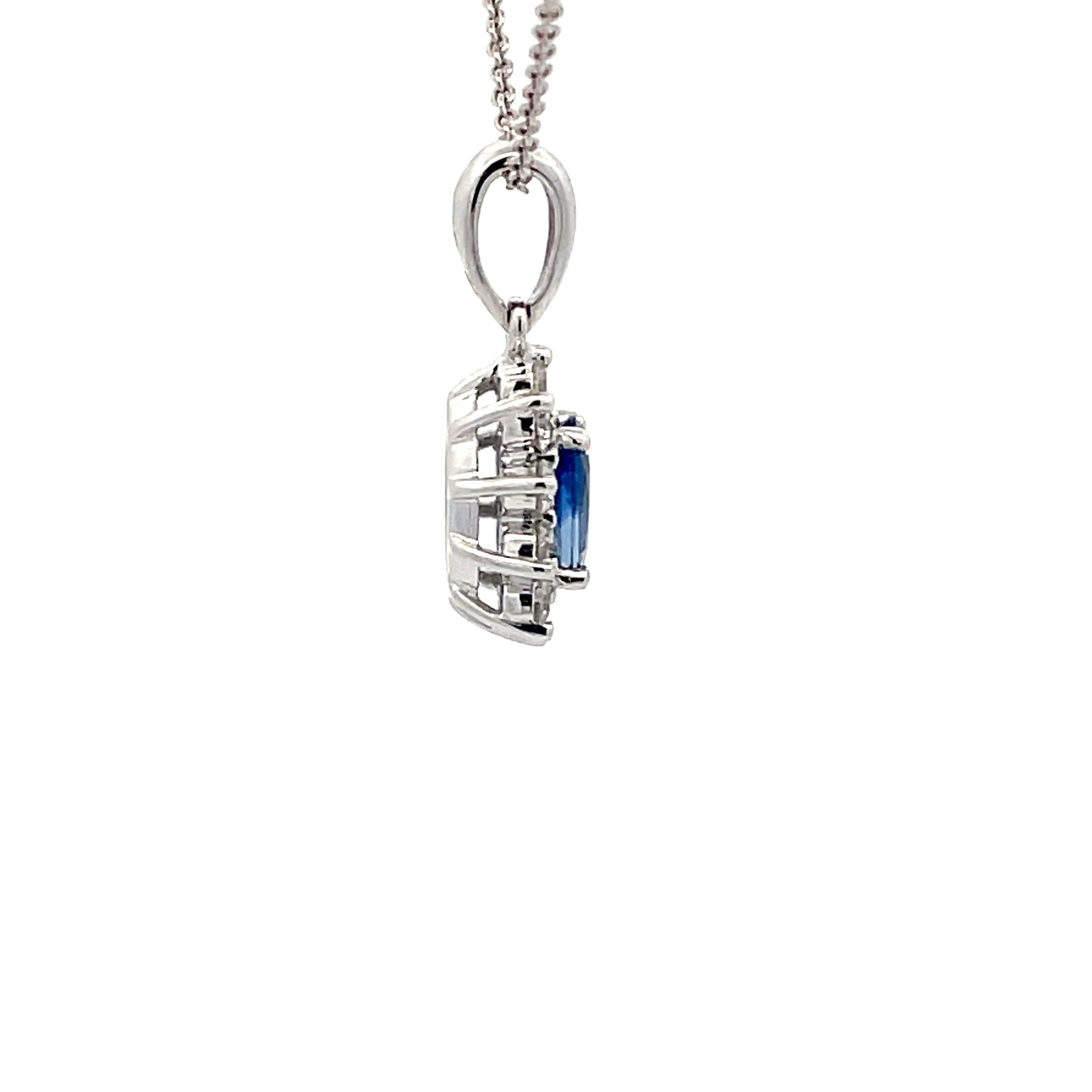 Sapphire and round brilliant cut diamond cluster style pendant  Gardiner Brothers