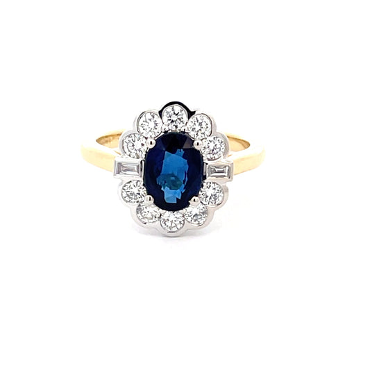 Sapphire AND DIAMOND FANCY CLUSTER STYLE RING  Gardiner Brothers