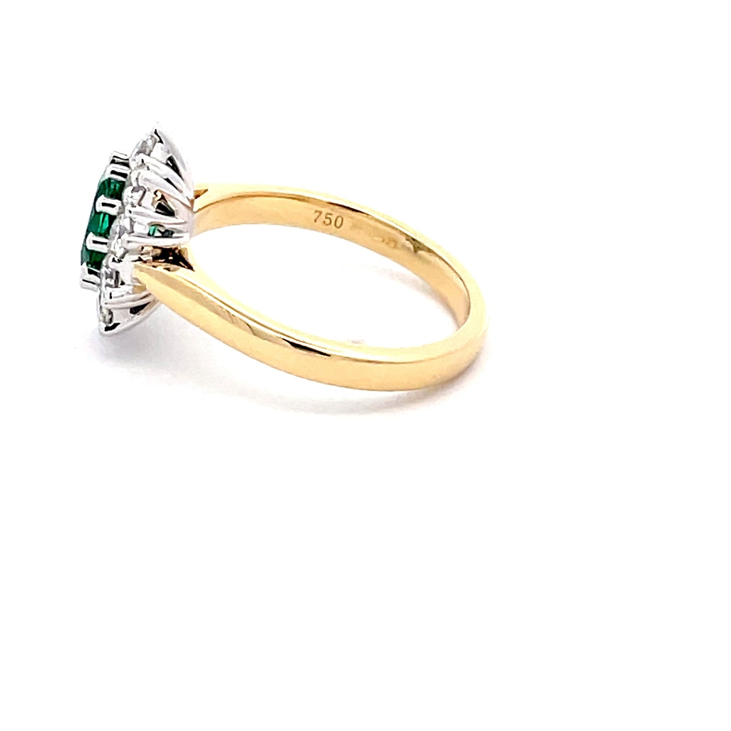 Emerald AND ROUND BRILLIANT CUT DIAMOND CLUSTER STYLE RING  Gardiner Brothers