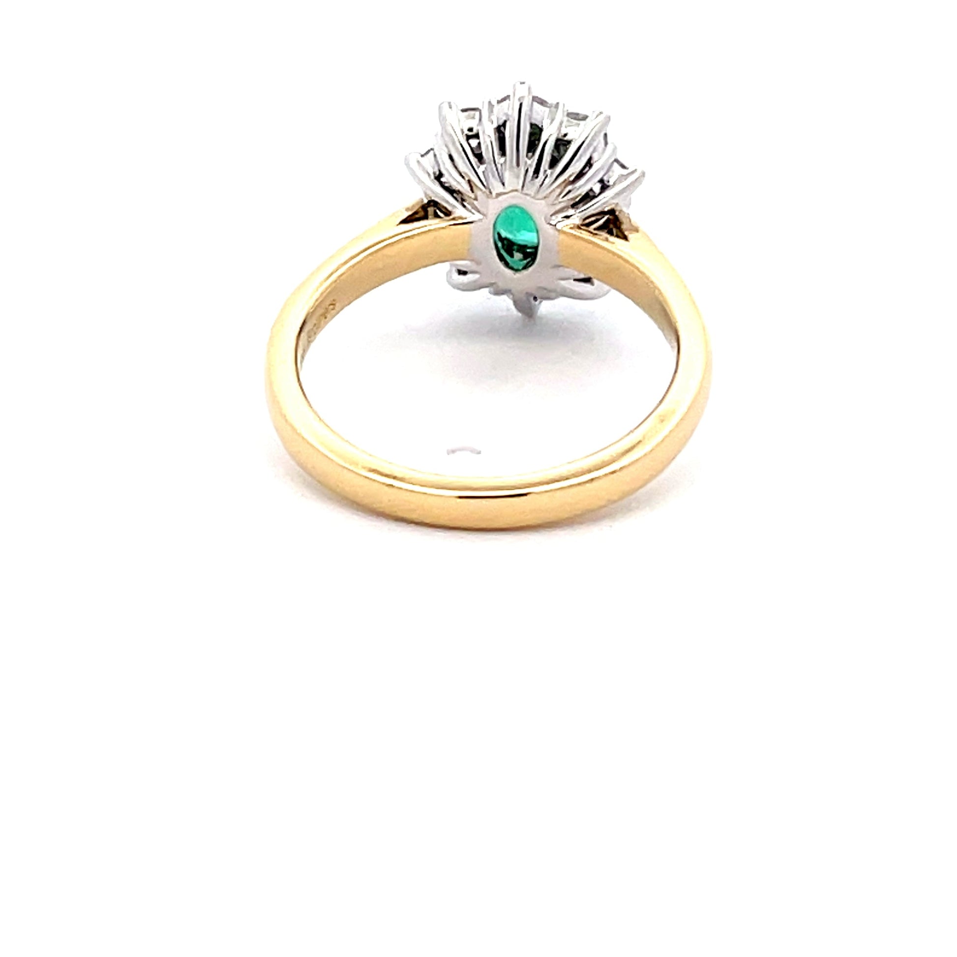 Emerald AND ROUND BRILLIANT CUT DIAMOND CLUSTER STYLE RING  Gardiner Brothers