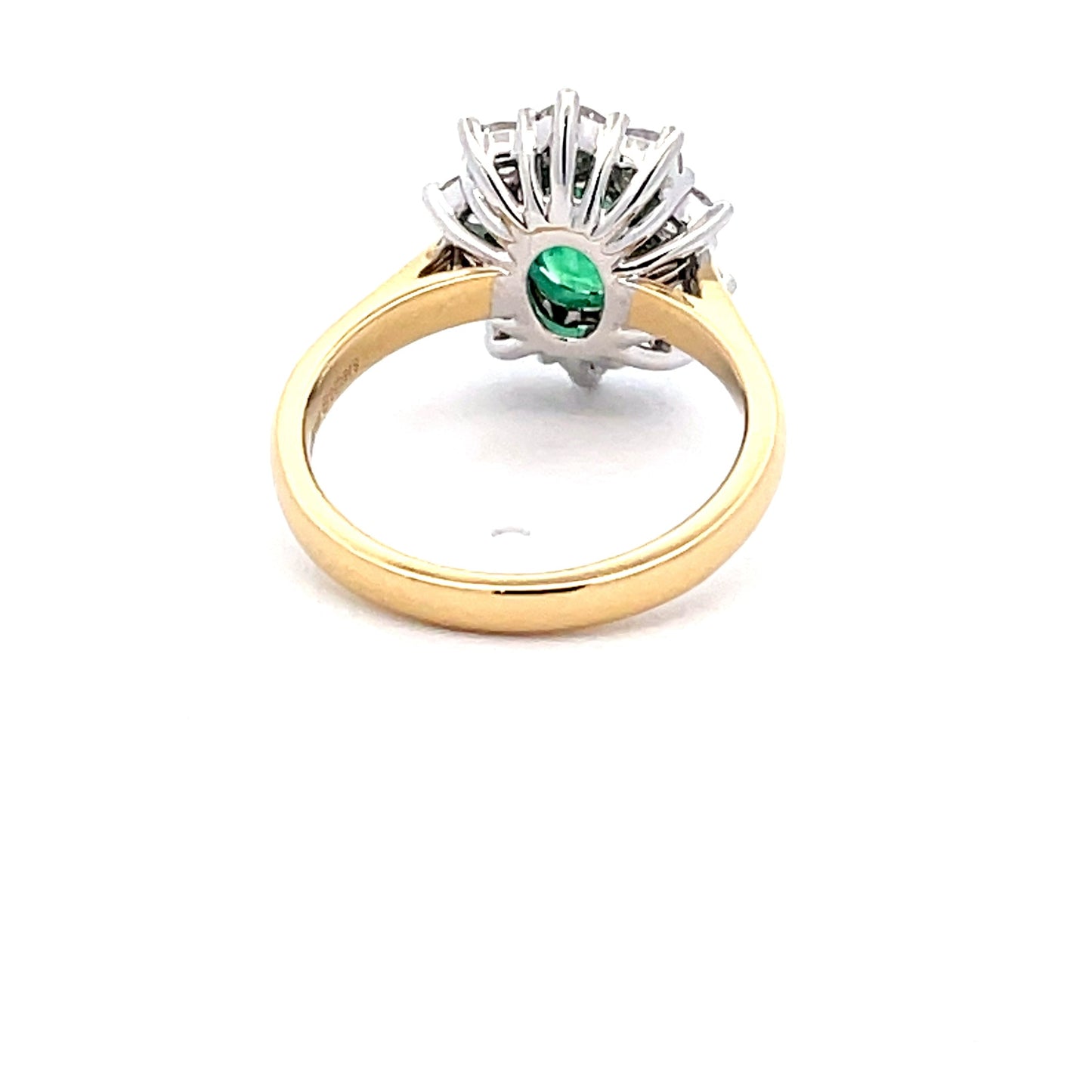 Emerald AND ROUND BRILLIANT CUT DIAMOND CLUSTER STYLE RING  Gardiner Brothers