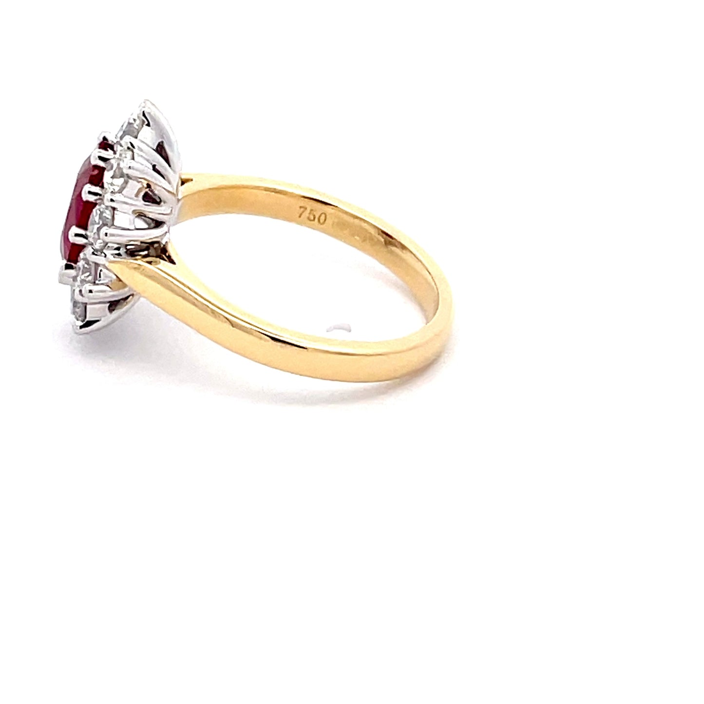 Ruby AND ROUND BRILLIANT CUT DIAMOND CLUSTER STYLE RING  Gardiner Brothers