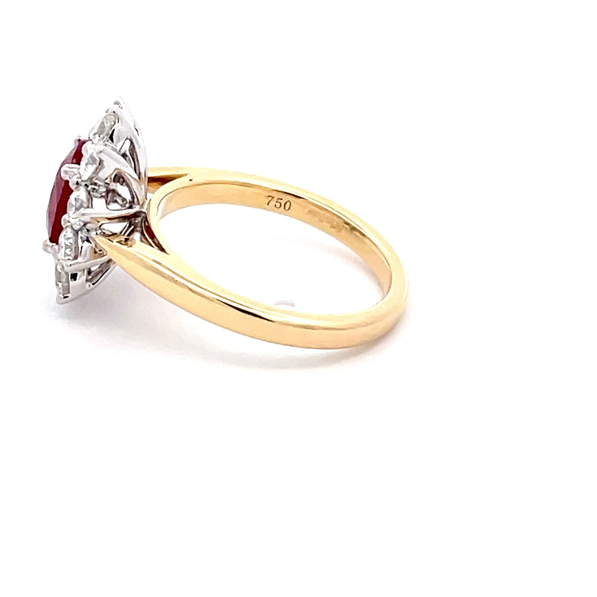 Ruby AND ROUND BRILLIANT CUT DIAMOND CLUSTER STYLE RING  Gardiner Brothers