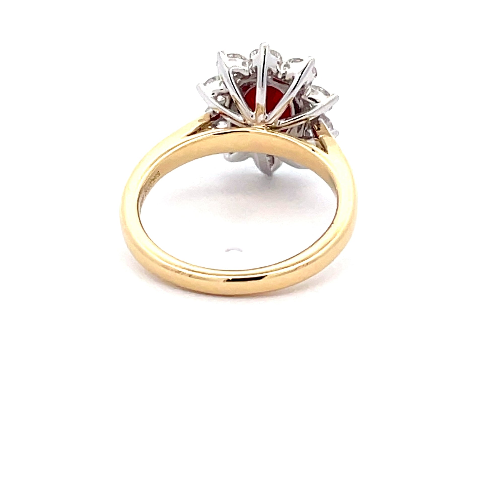 Ruby AND ROUND BRILLIANT CUT DIAMOND CLUSTER STYLE RING  Gardiner Brothers