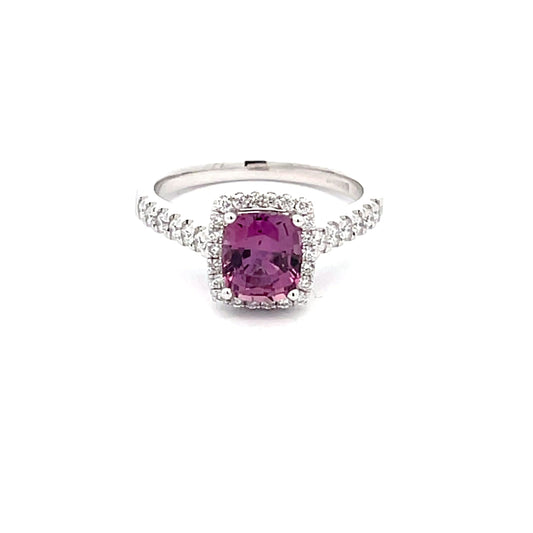 Purple Sapphire and Diamond Halo Style Ring  Gardiner Brothers