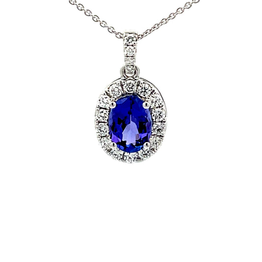 Tanzanite and diamond Halo Style Pendant  Gardiner Brothers