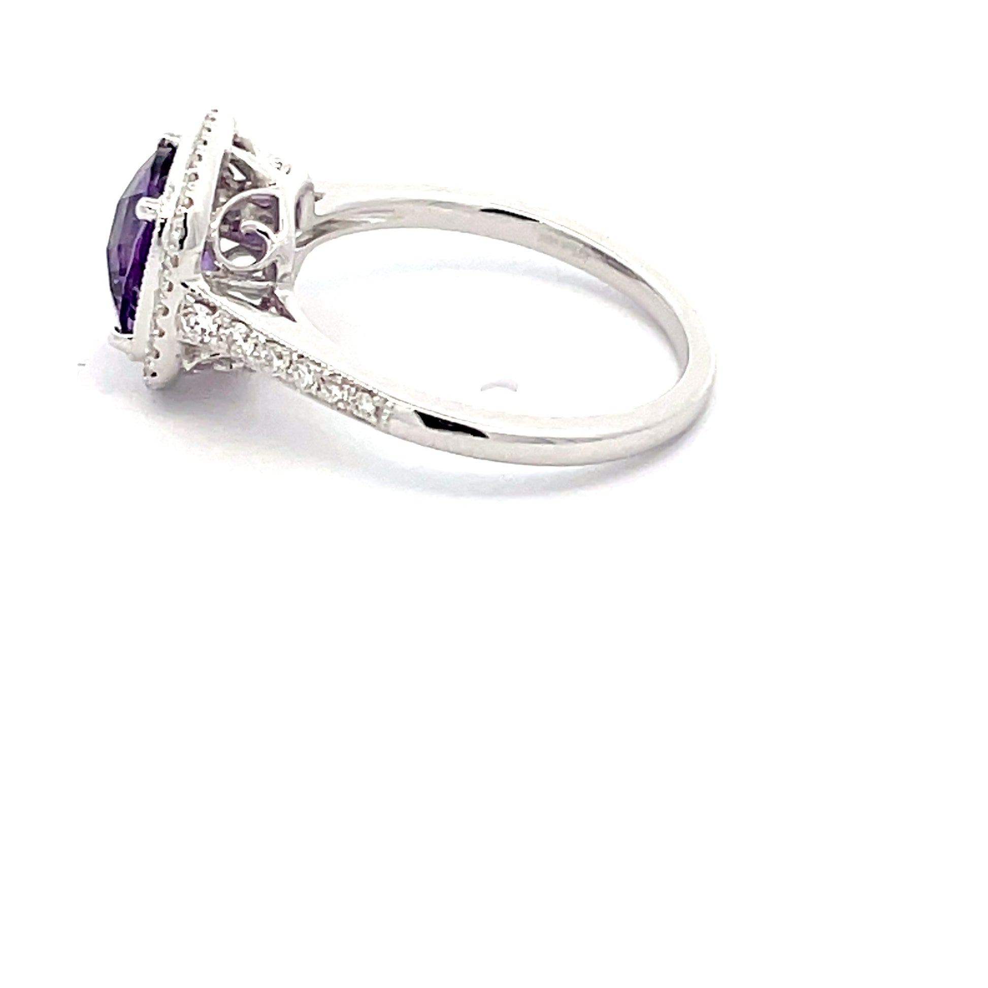 Amethyst and Diamond halo Style Ring  Gardiner Brothers