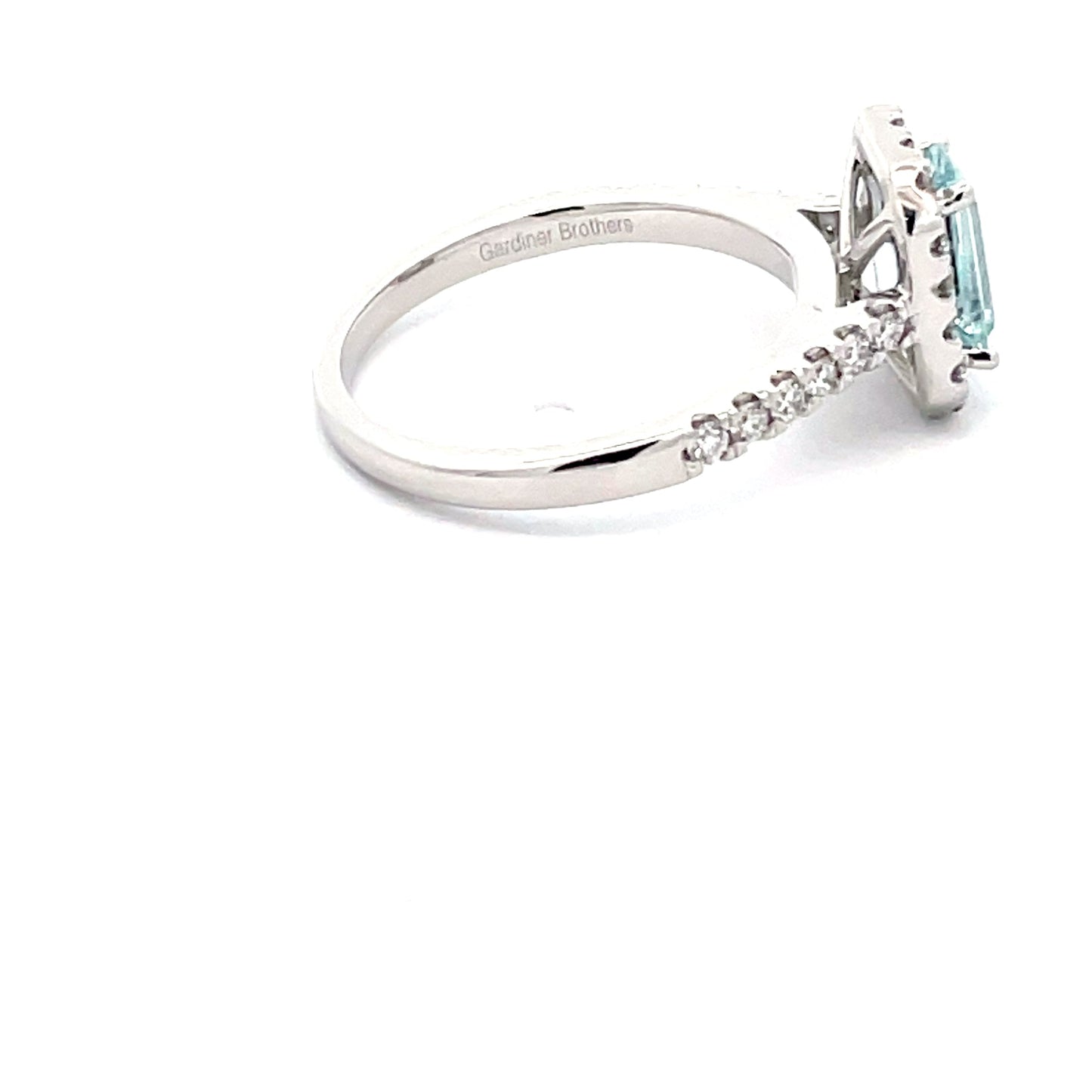 Aquamarine and Diamond Halo Style Ring  Gardiner Brothers