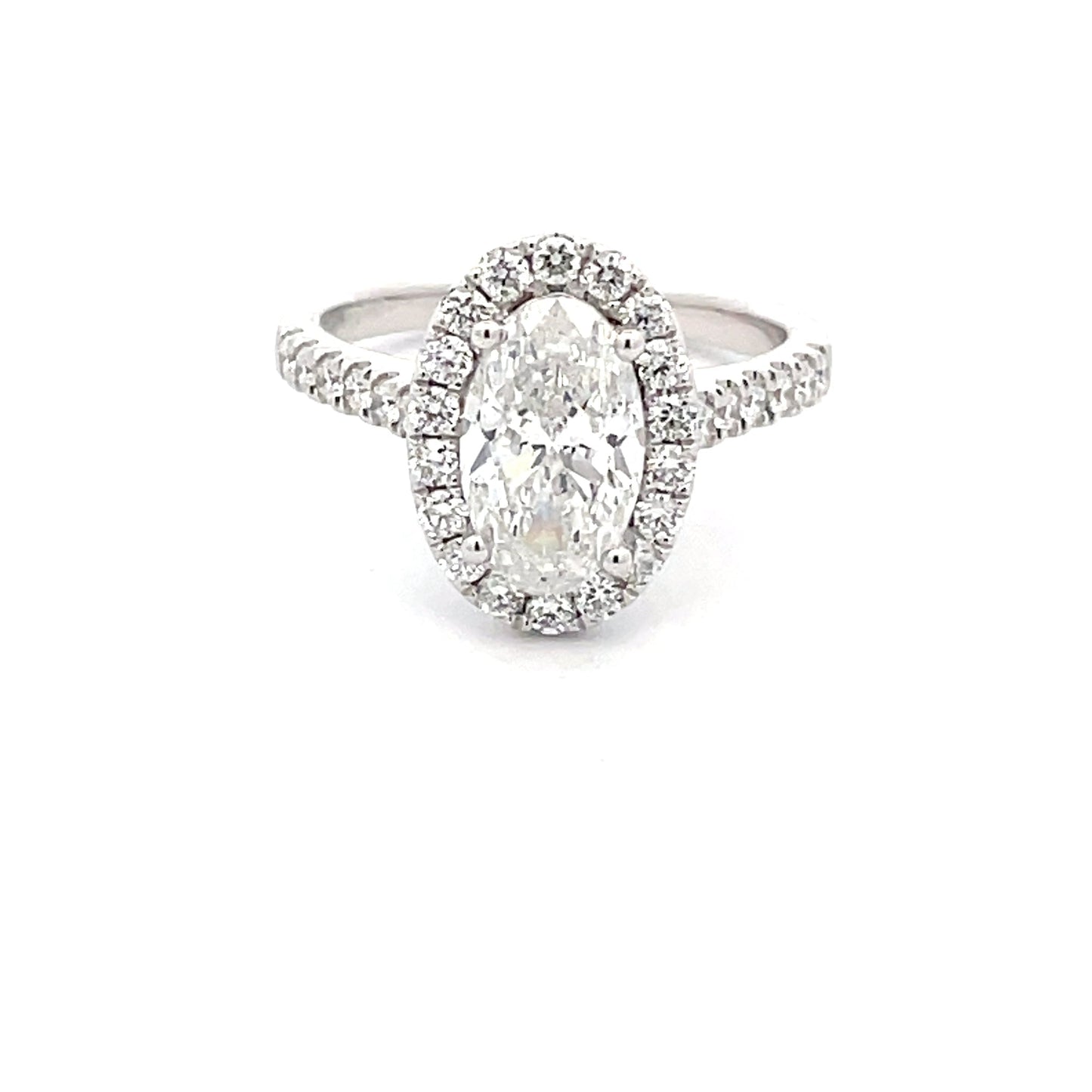 OVAL SHAPED DIAMOND HALO RING WITH DIAMOND SET SHOULDERS - 2.25CTS  Gardiner Brothers