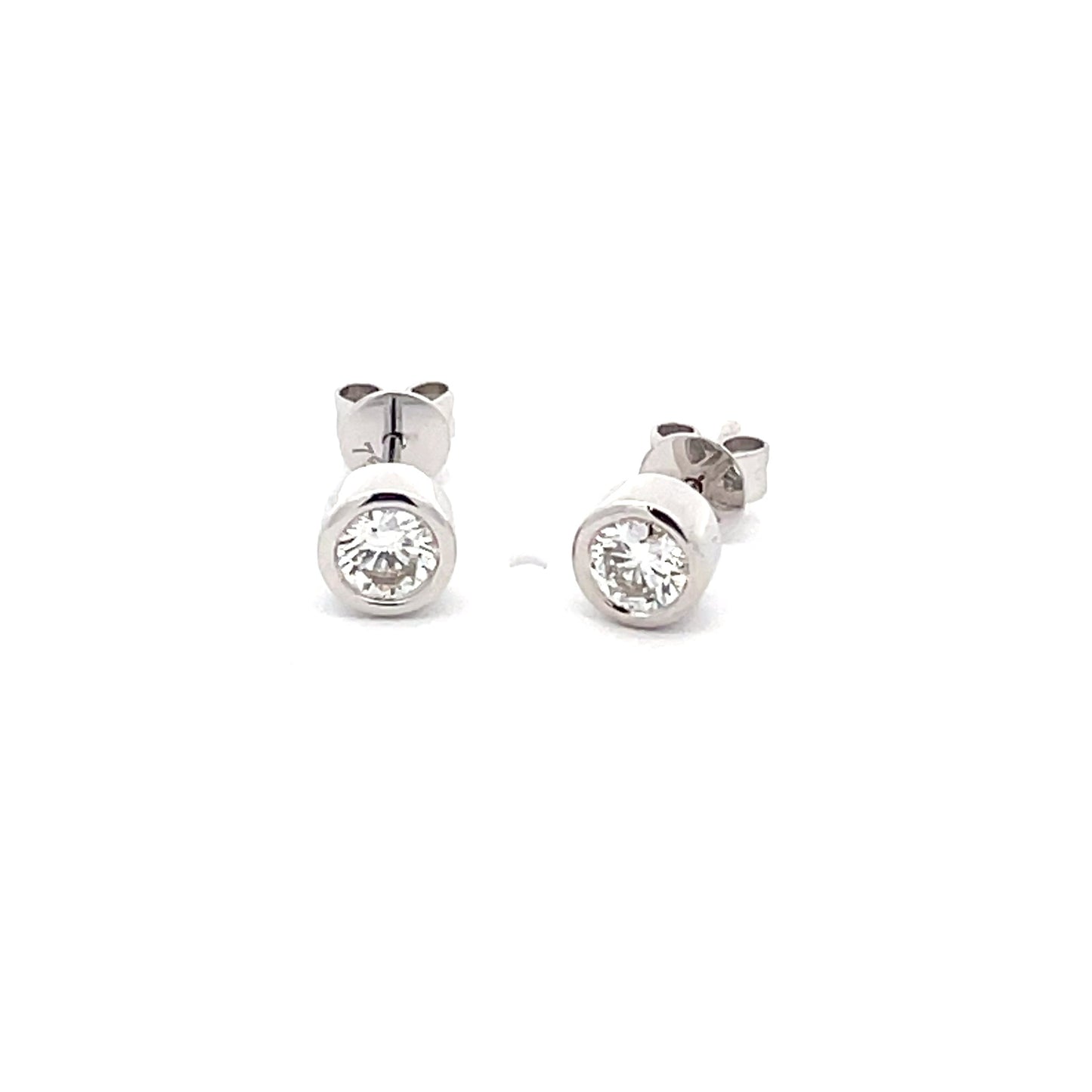 Round Brilliant Cut Diamond Rub-over Style Earrings - 0.50cts  Gardiner Brothers