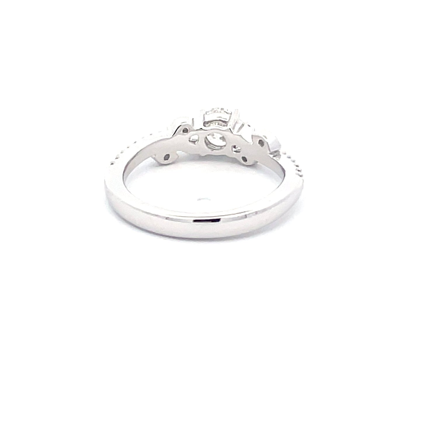 Round Brilliant Cut Diamond Solitaire with fancy diamond set shoulders - 0.65cts  Gardiner Brothers