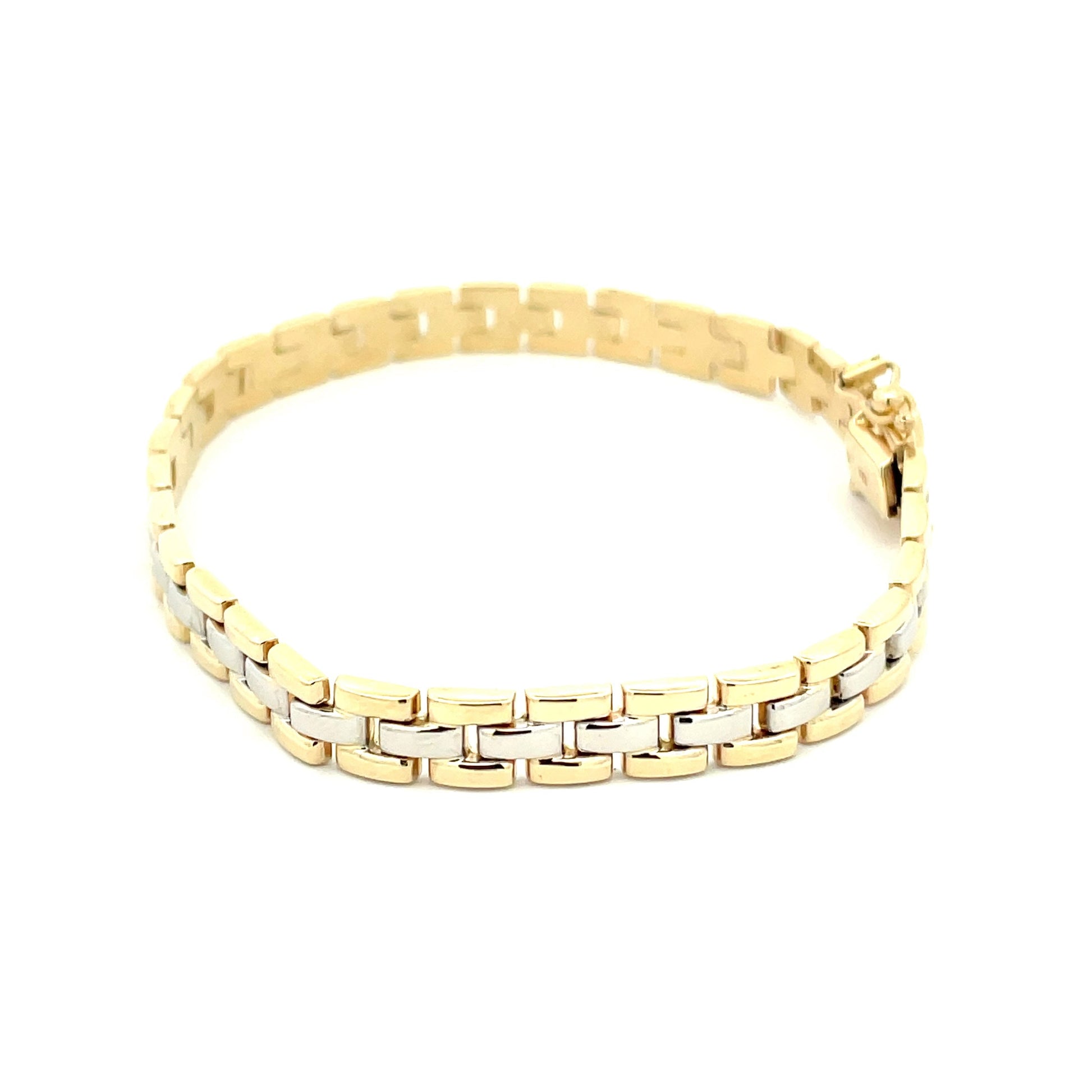 Yellow and White Gold Brick Bracelet  Gardiner Brothers