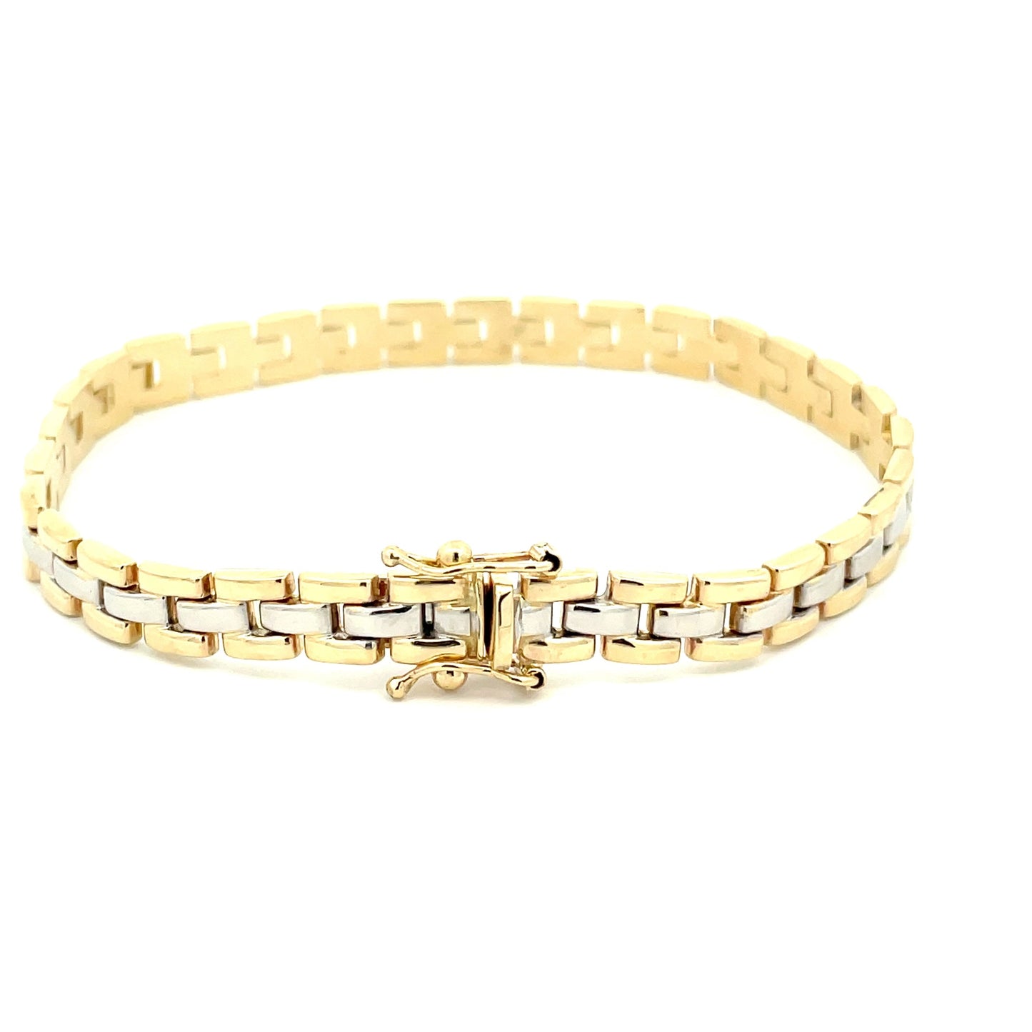 Yellow and White Gold Brick Bracelet  Gardiner Brothers