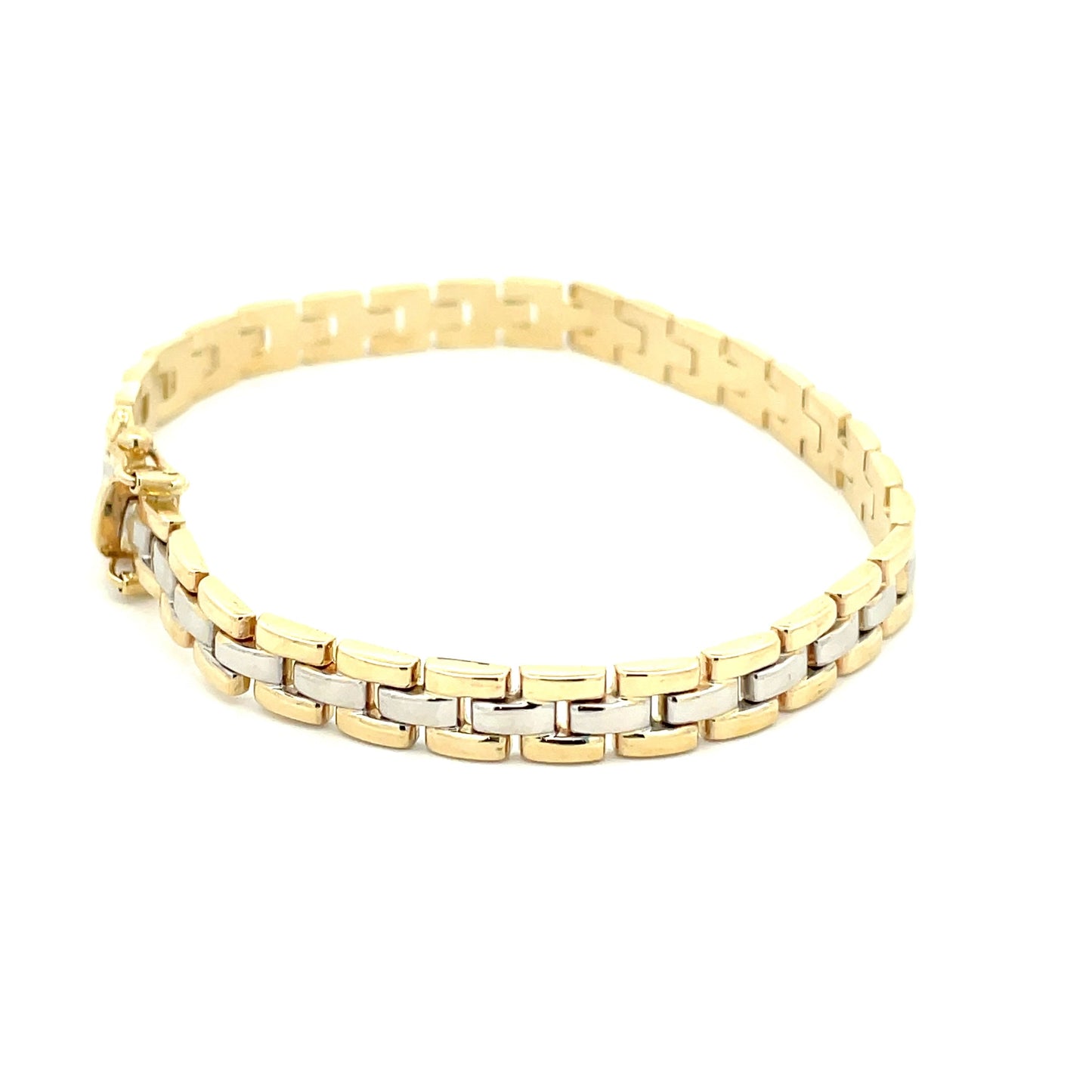 Yellow and White Gold Brick Bracelet  Gardiner Brothers