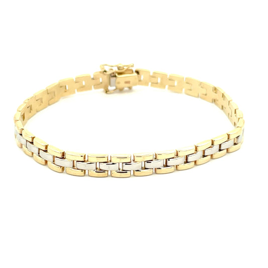 Yellow and White Gold Brick Bracelet  Gardiner Brothers