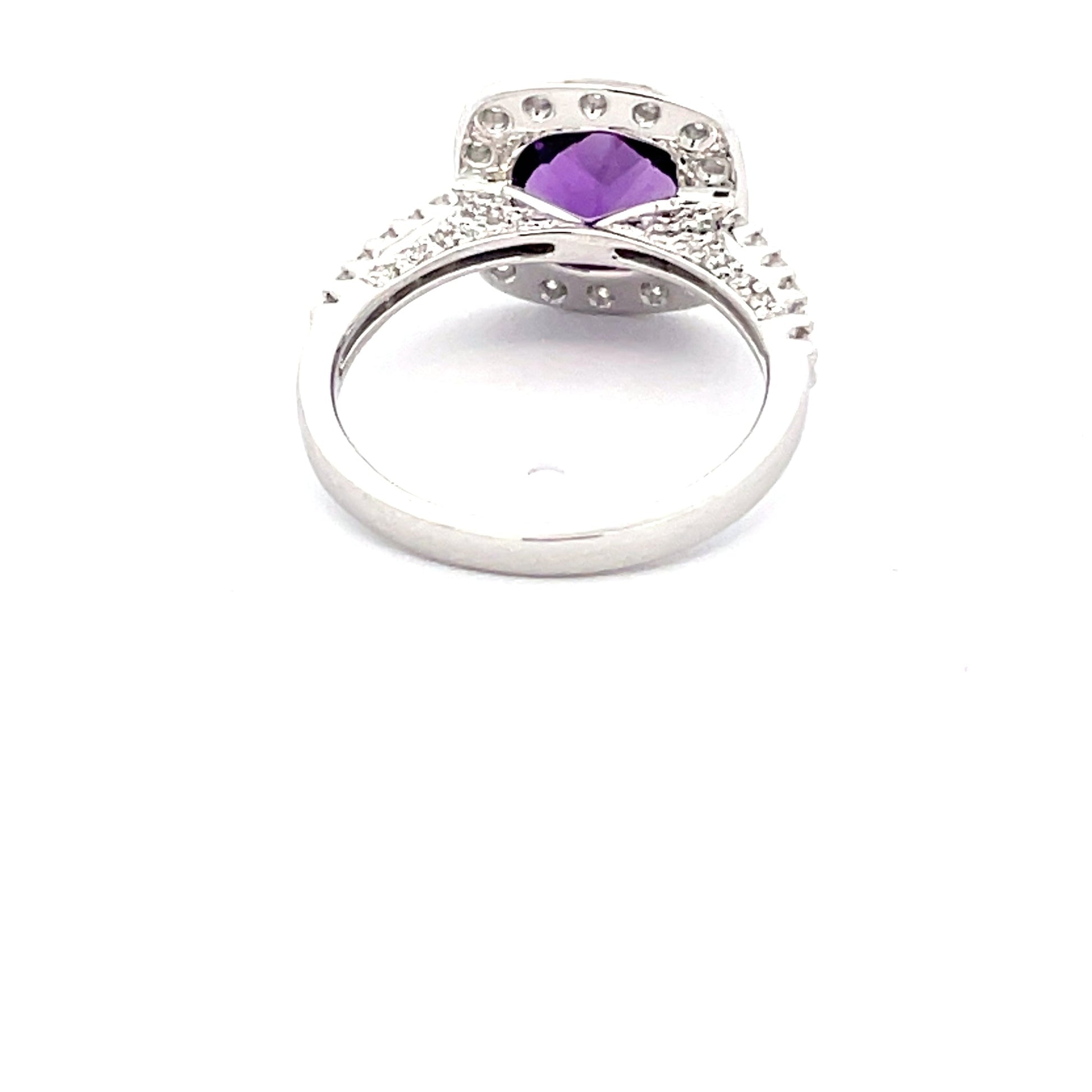Amethyst and diamond halo style dress ring  Gardiner Brothers