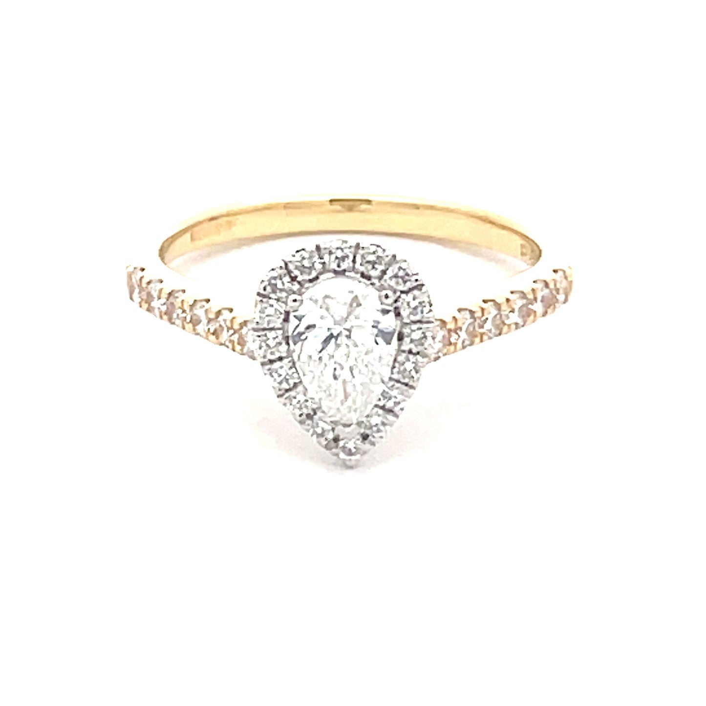 Pear shaped Aurora cut diamond halo style ring - 0.89cts  Gardiner Brothers