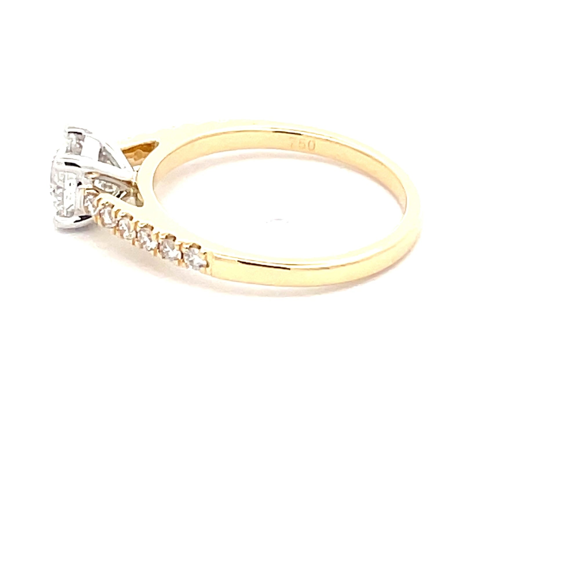 Round Brilliant Cut DIAMOND SOLITAIRE RING WITH DIAMOND SET SHOULDERS - 0.93CTS  Gardiner Brothers