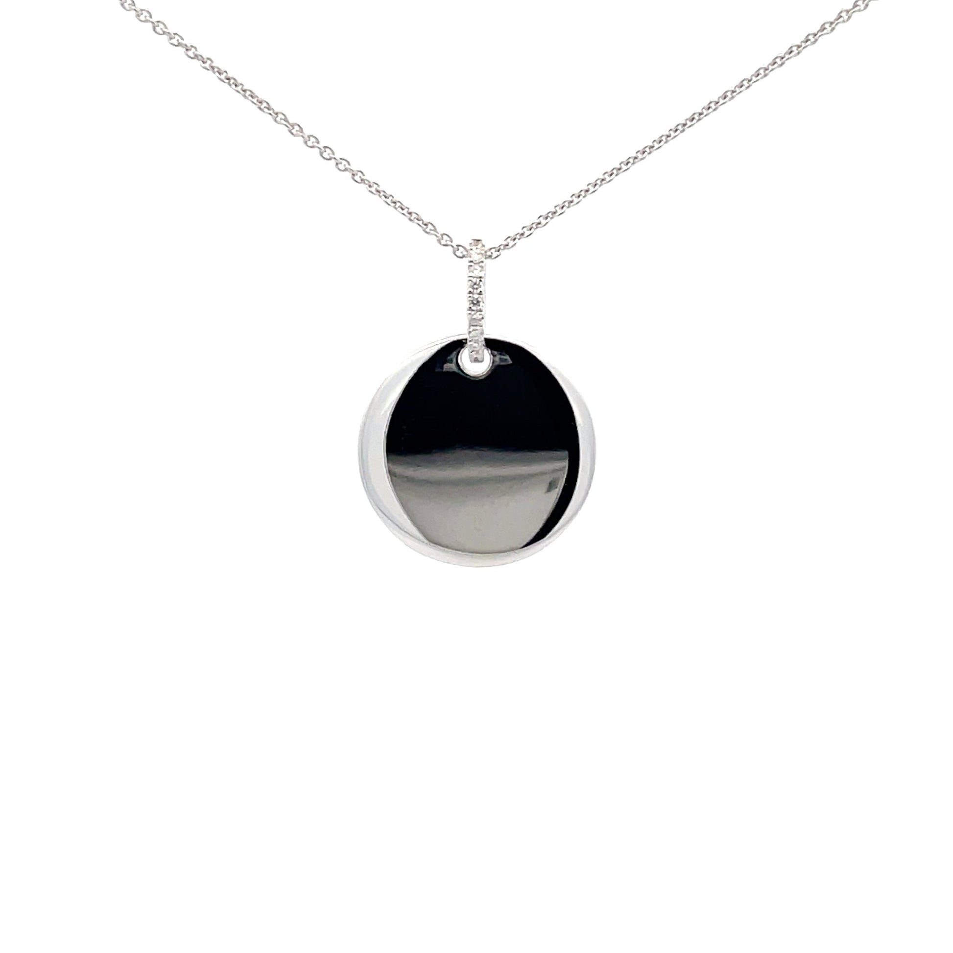 White Gold Disc Style Pendant  Gardiner Brothers