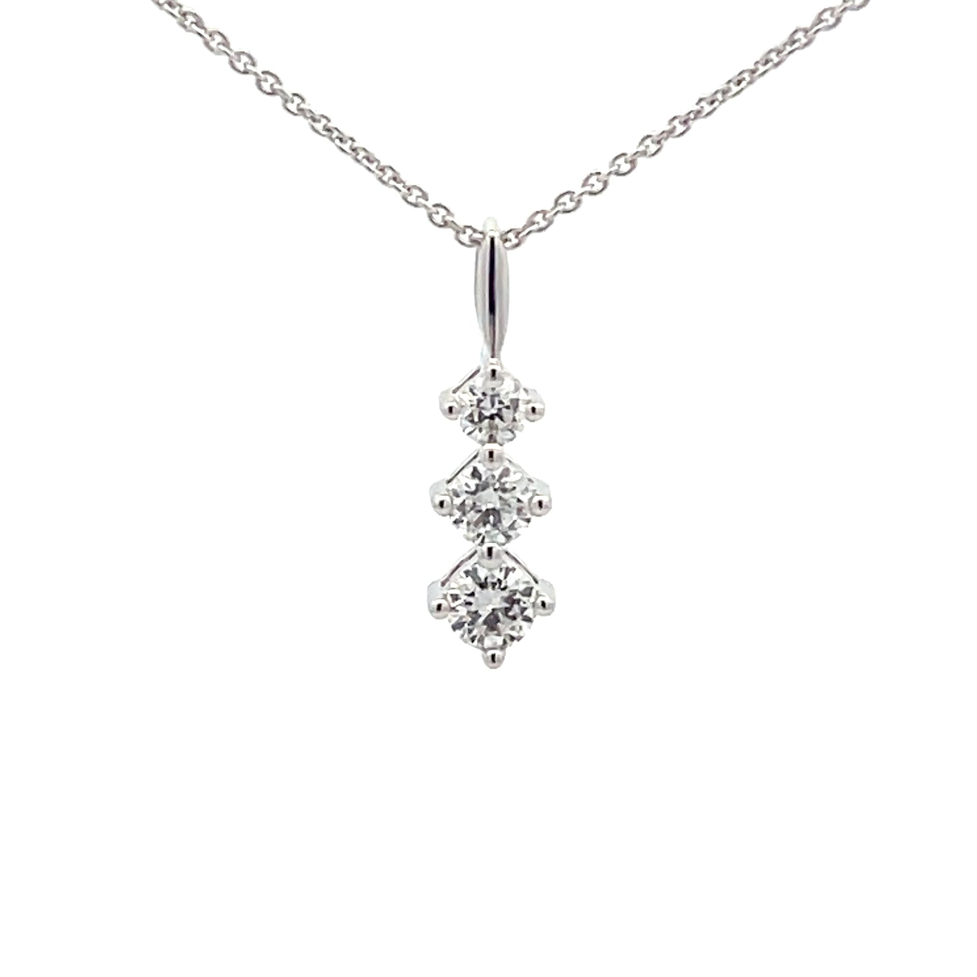 Round Brilliant Cut Diamond 3 Stone Graduated Drop Pendant - 0.33cts  Gardiner Brothers