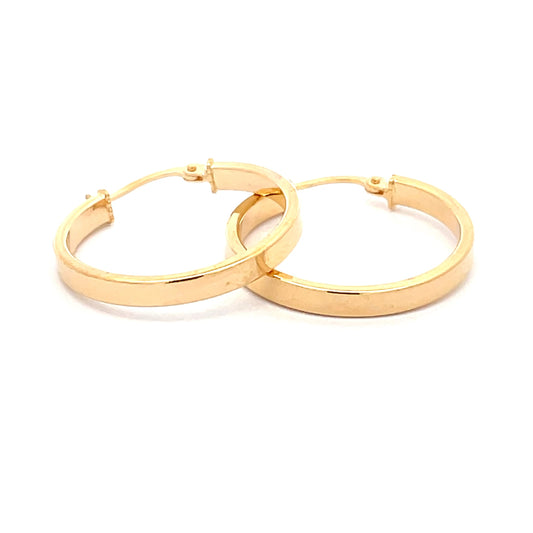 Yellow Gold Square Profile Hoop Earrings  Gardiner Brothers