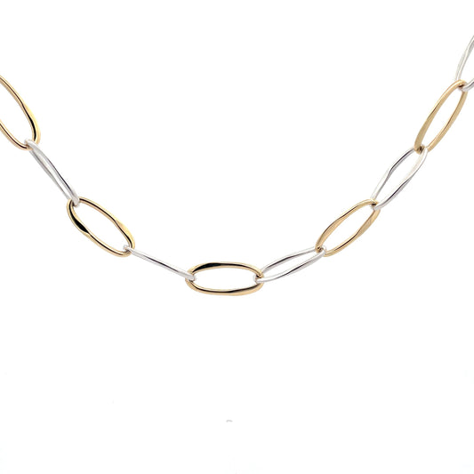 Yellow and white Gold Wavy Link Style Necklet  Gardiner Brothers