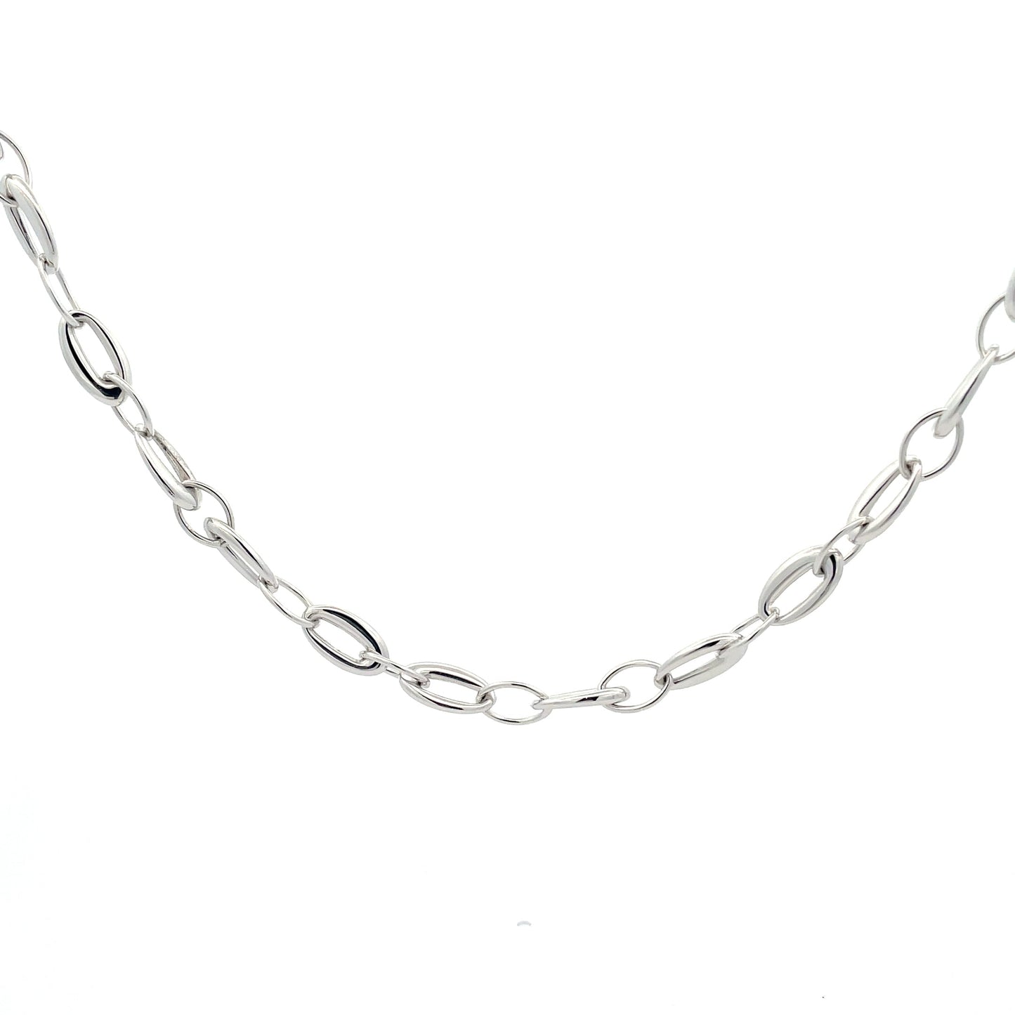 White Gold Oval Link Necklet  Gardiner Brothers