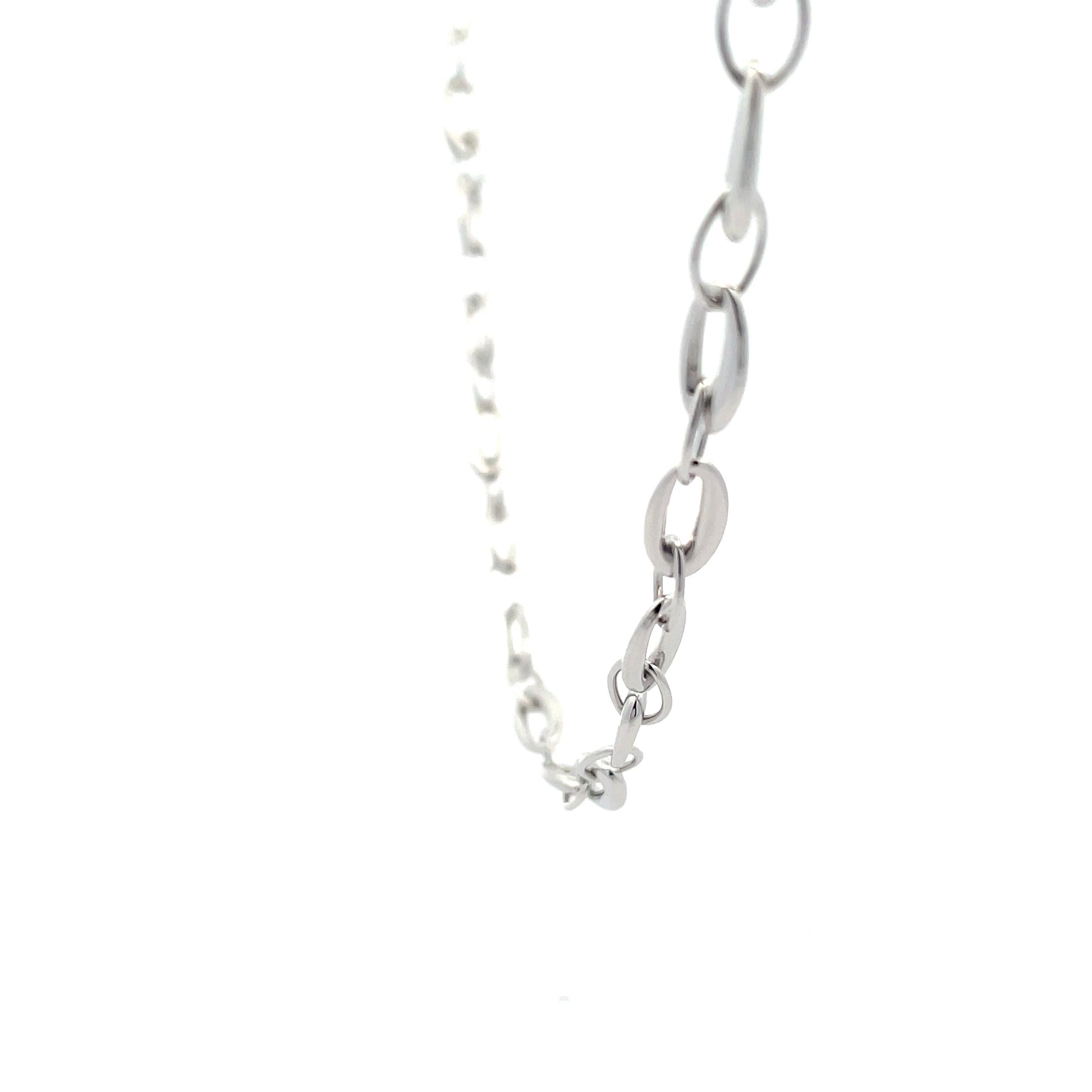 White Gold Oval Link Necklet  Gardiner Brothers