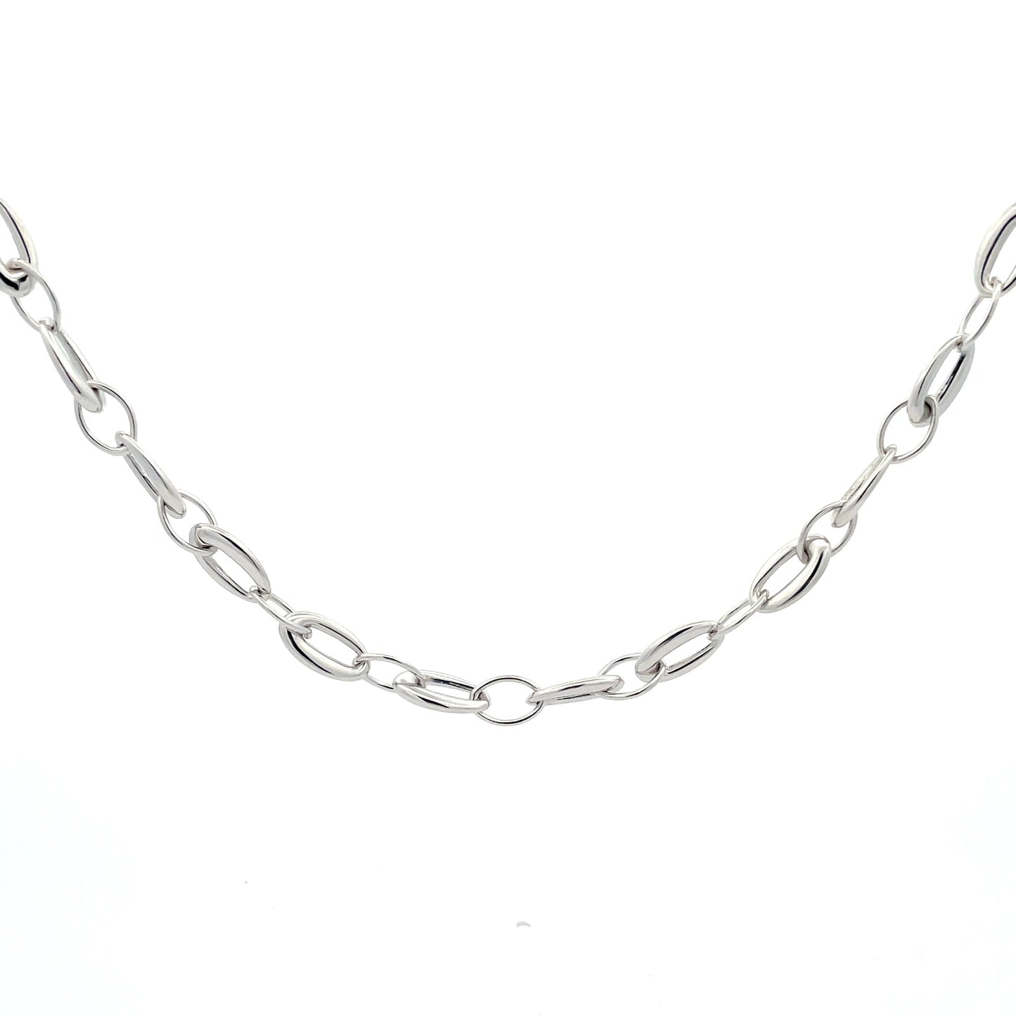 White Gold Oval Link Necklet  Gardiner Brothers