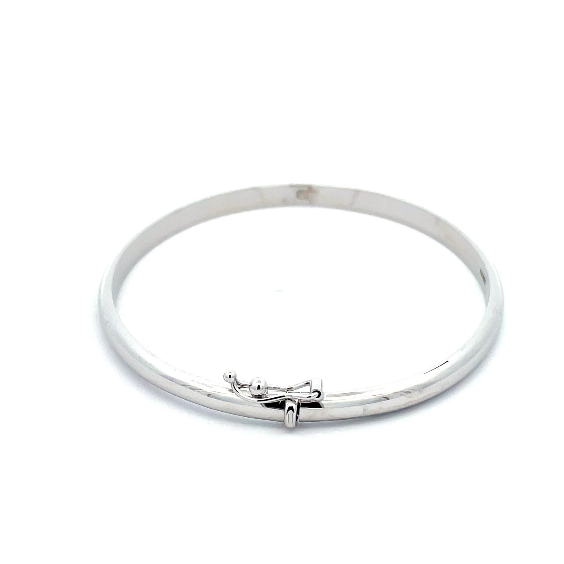 White Gold "D" Shape Bangle  Gardiner Brothers   