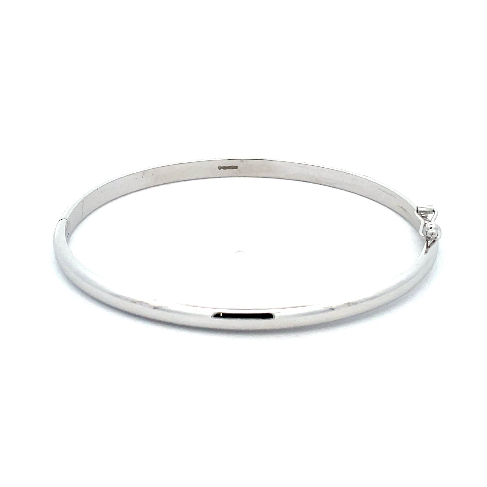 White Gold "D" Shape Bangle  Gardiner Brothers   