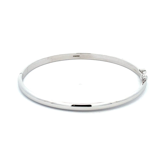 White Gold "D" Shape Bangle  Gardiner Brothers   