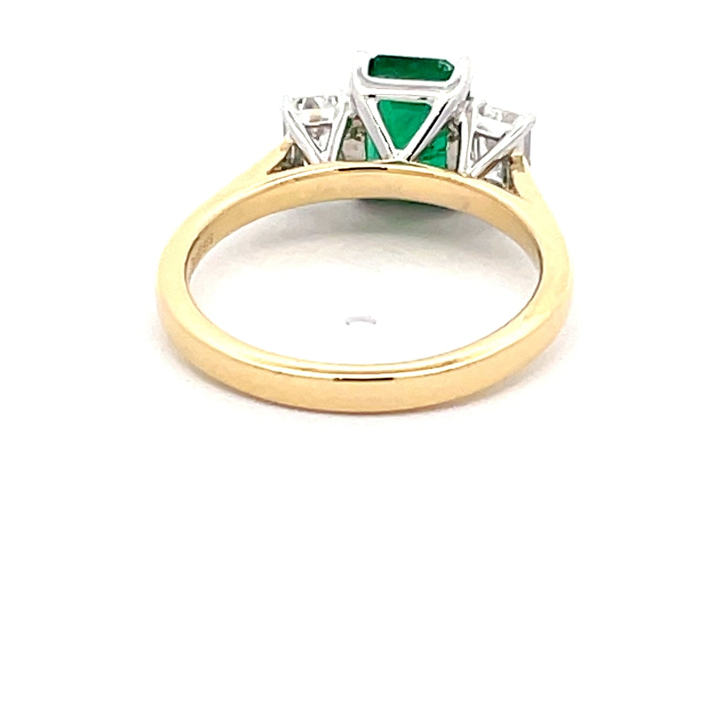 Octagonal Emerald and Emerald Cut Diamond 3 Stone Ring  Gardiner Brothers