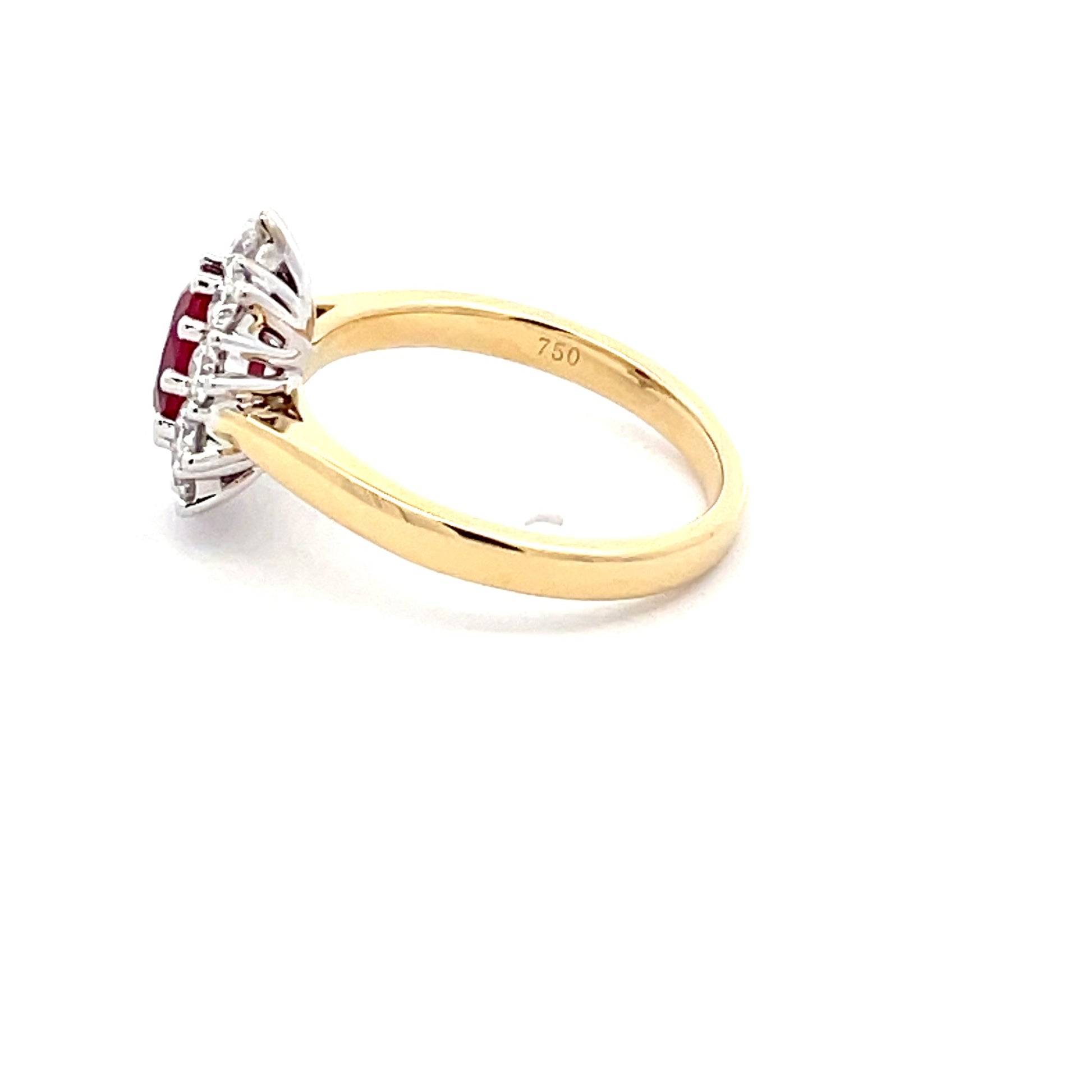 Ruby and Round Brilliant Cut Diamond Cluster Ring  Gardiner Brothers