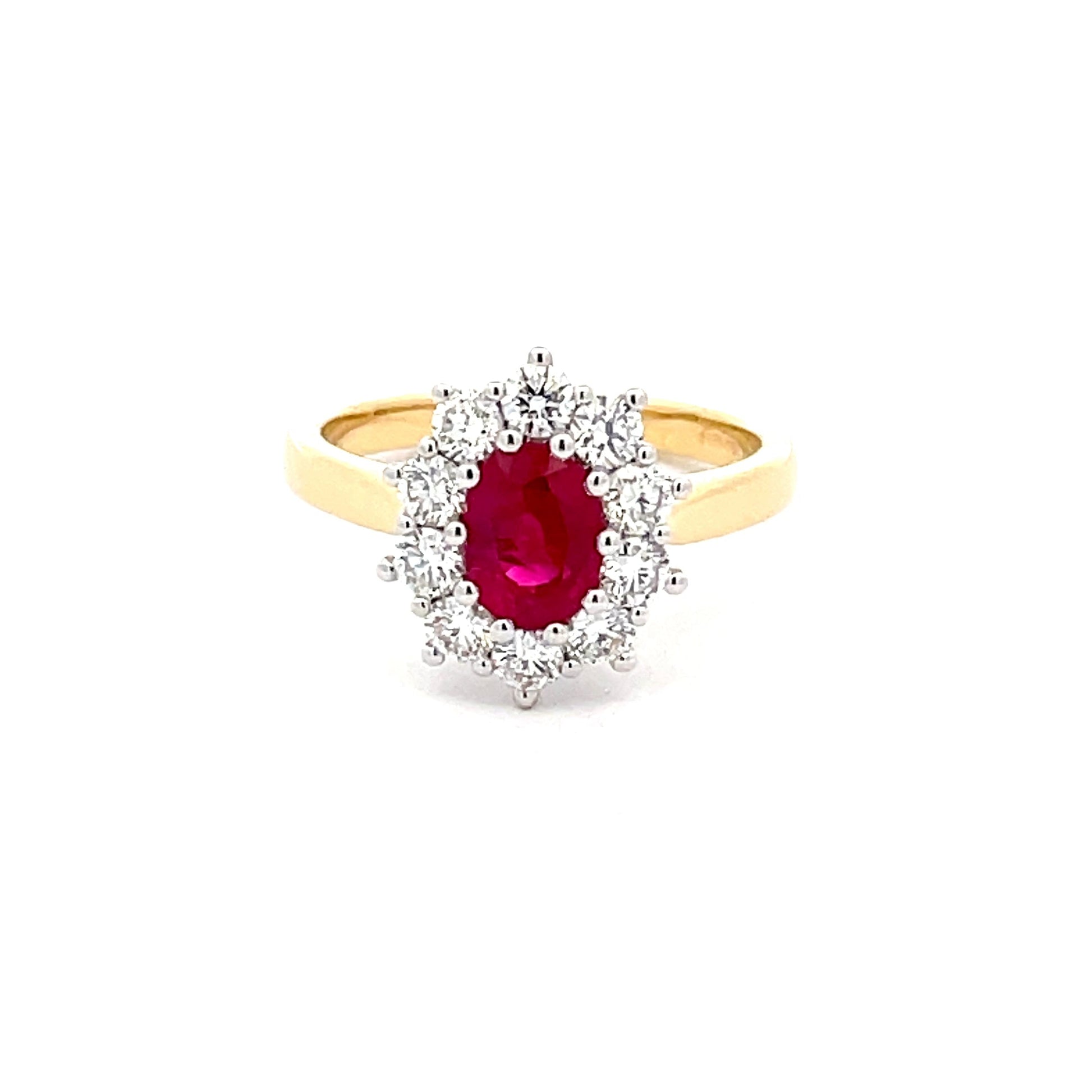 Ruby and Round Brilliant Cut Diamond Cluster Ring  Gardiner Brothers